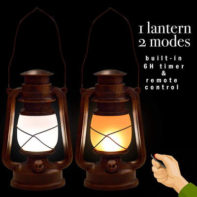(100 PCS) 2 Modes Vintage Flame Lantern With Timer and Remote - Abamericabrand